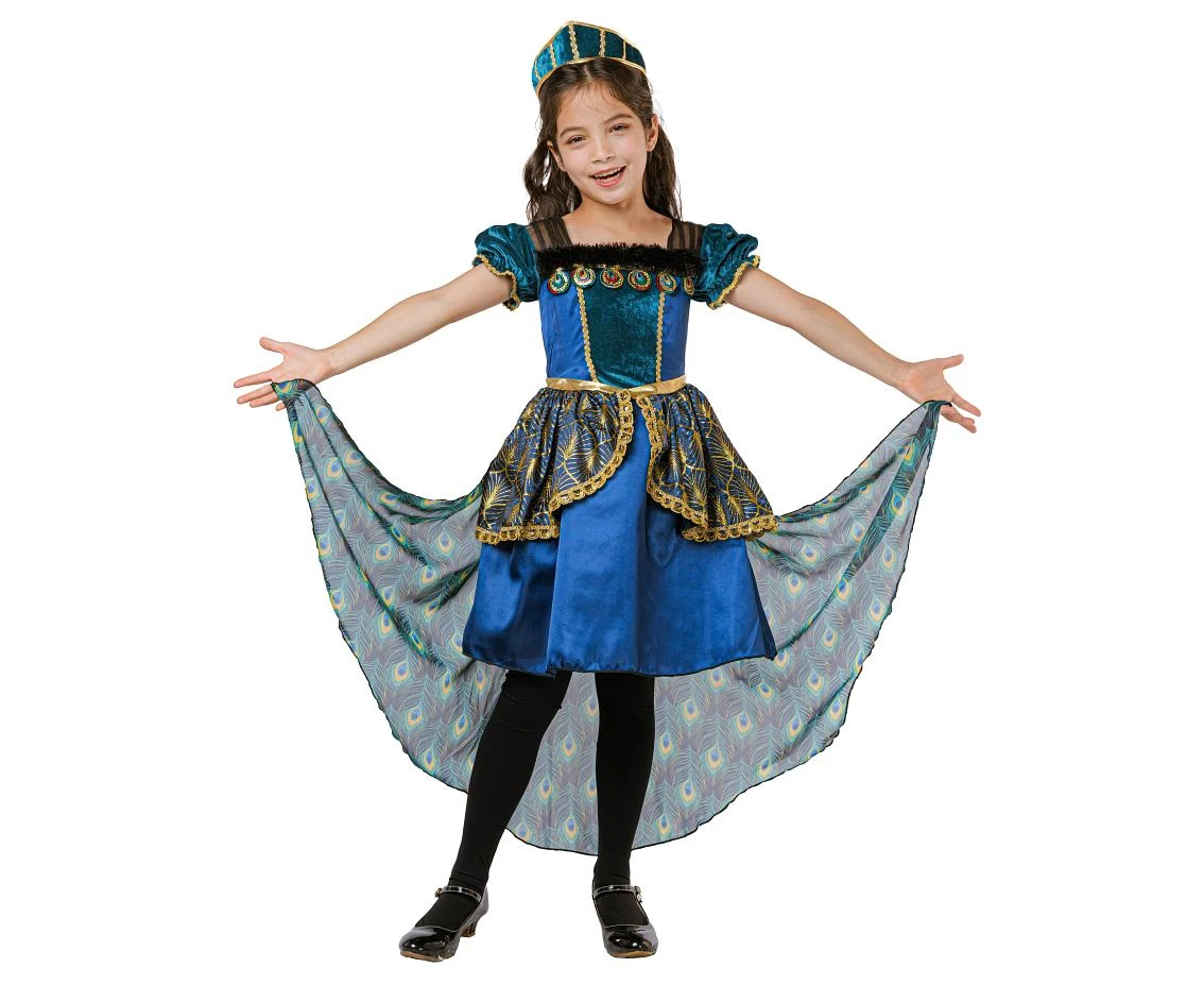 Role play-set for kids Peacock Princess (dress, hairband), size 110/120 cm